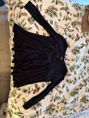 Free People Black Long Sleeve Flowing Top